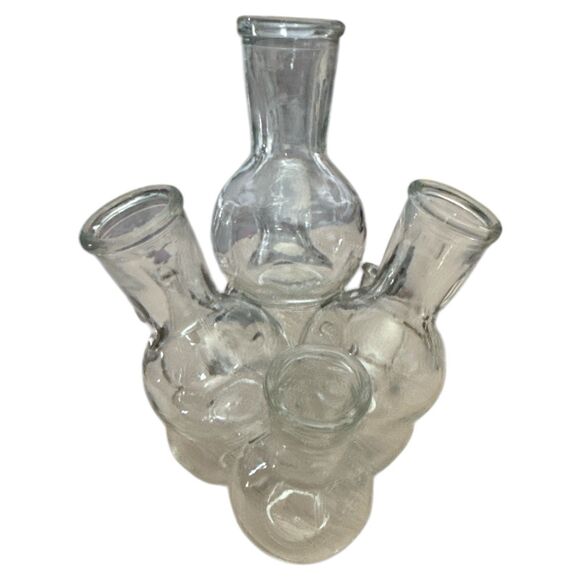 VTG 7-Tube Clear Bud Vase Flower Arranger  Mid Century Floral Frog Original 7 - Picture 2 of 7